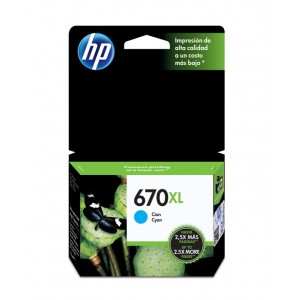 CARTUCHO HP 670XL TINTA CIAN ALTO RENDIMIENTO